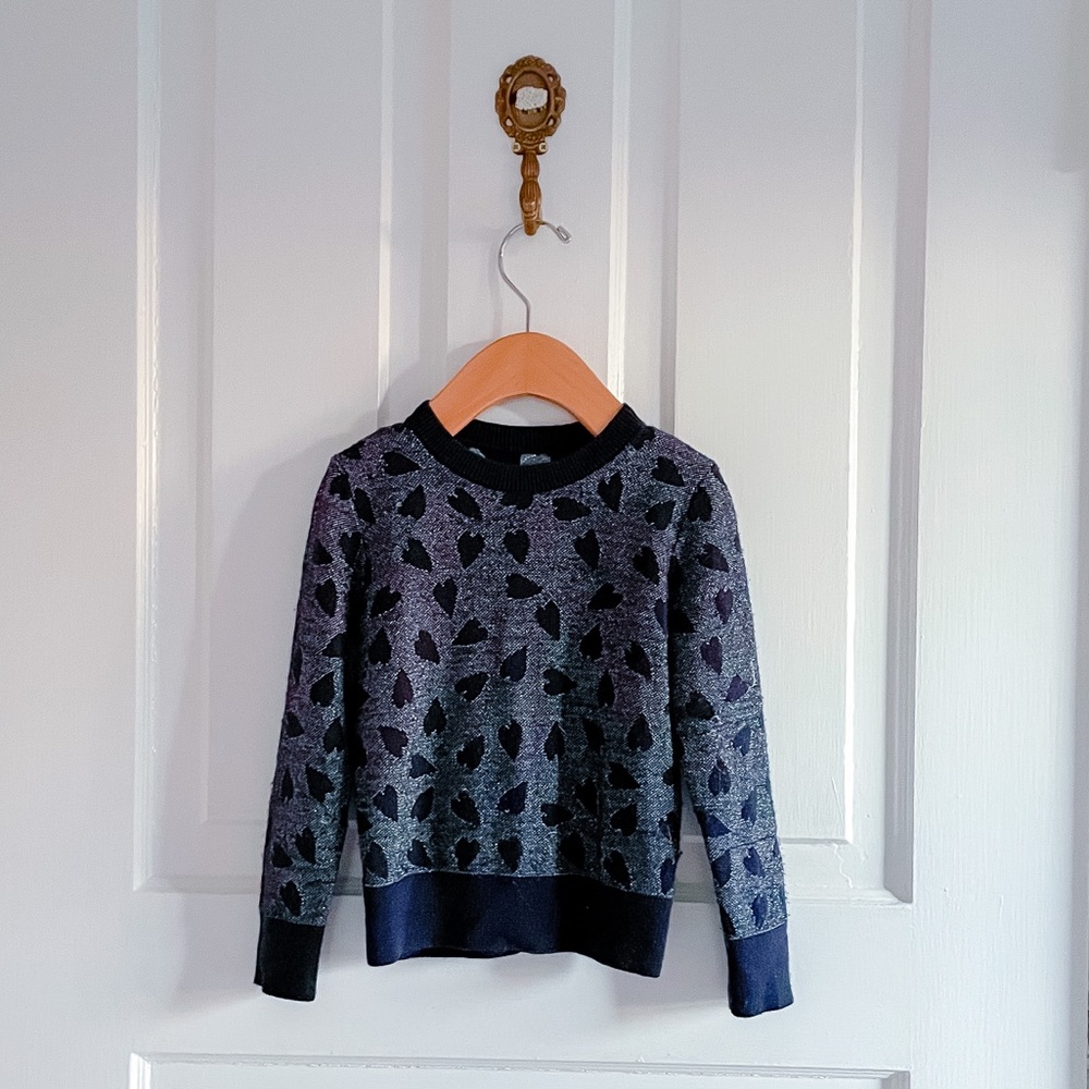 Bonpoint silver and navy heart sweater